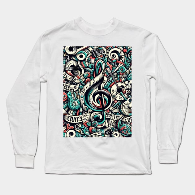 Melodic Manuscript Rhythmic Fusion Long Sleeve T-Shirt by GracePaigePlaza